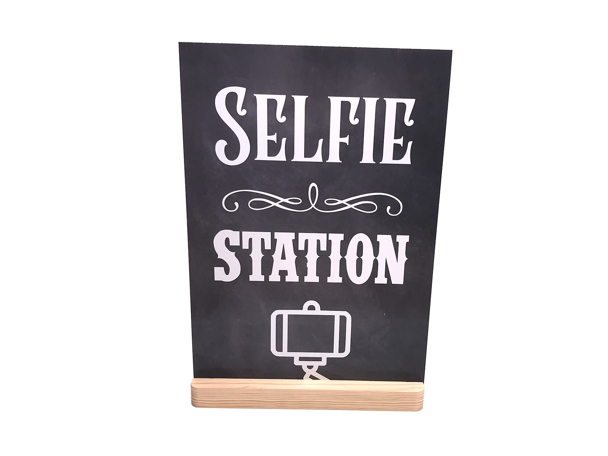 Cartello con scritta "Selfie Station, Photo Booth, Prop, per feste di compleanno, decorazioni per matrimoni, cartello da tavolo indipendente