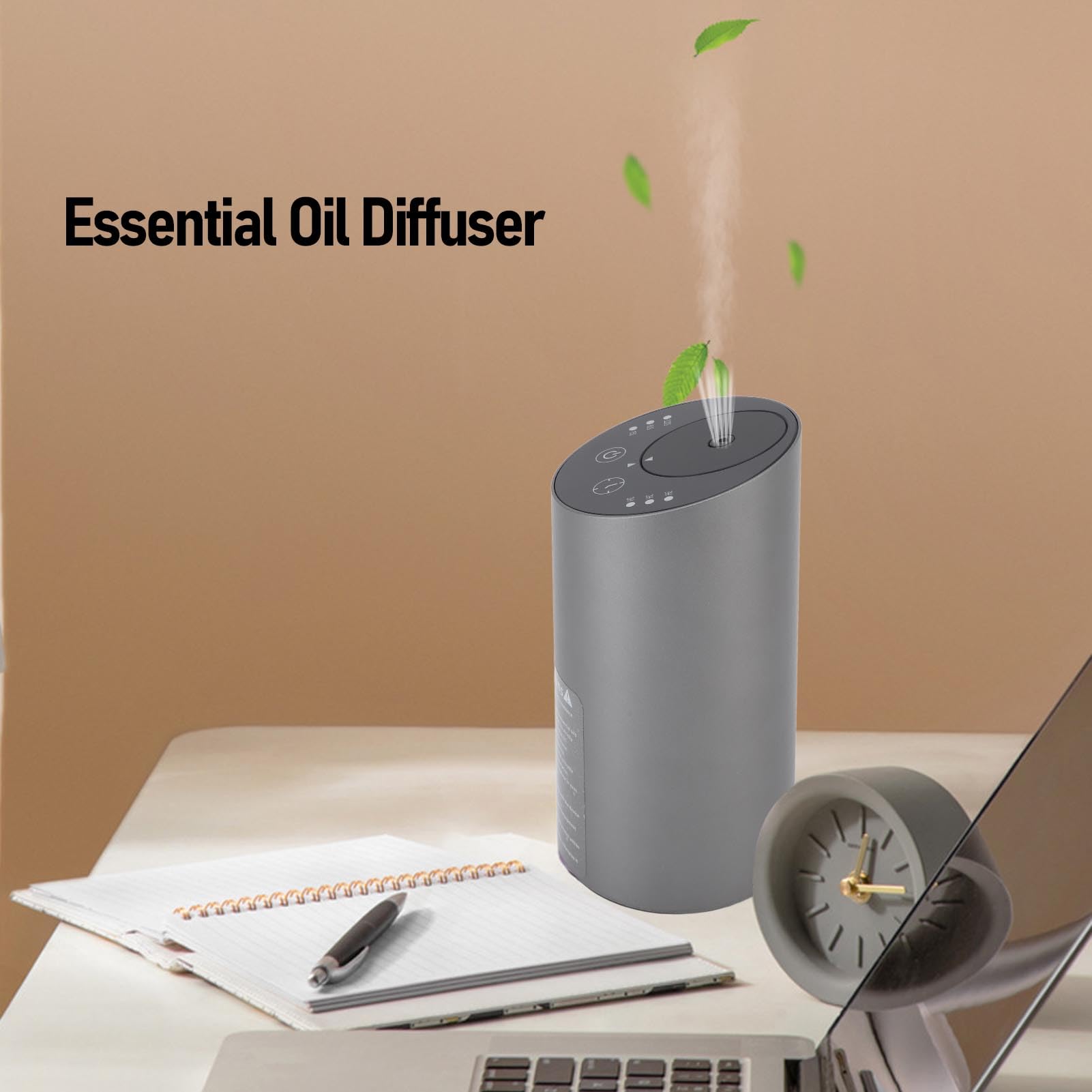 Fockety Difusor de Aceites Esenciales, Difusor Portátil de Aromaterapia de Aleación de Aluminio, sin Agua con Capacidad de 20 Ml, Batería de 2000 MAh y Temporizador
