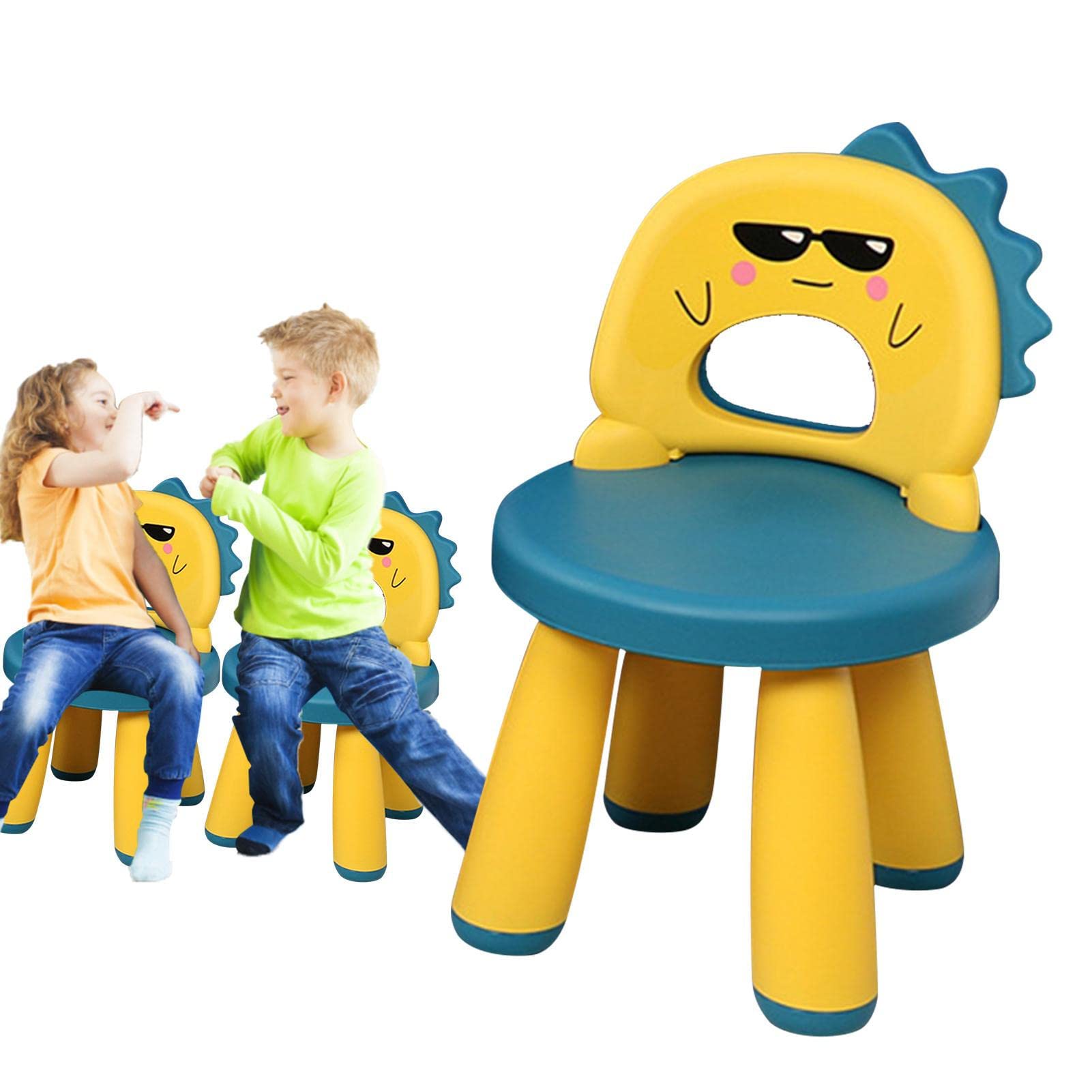 Kids Chairs, Toddler Step Stool, Dino Children Chair Full Backrest, Bottom Non-slip Pad Design, Double Thickened Backrest For Kindergarten, Home