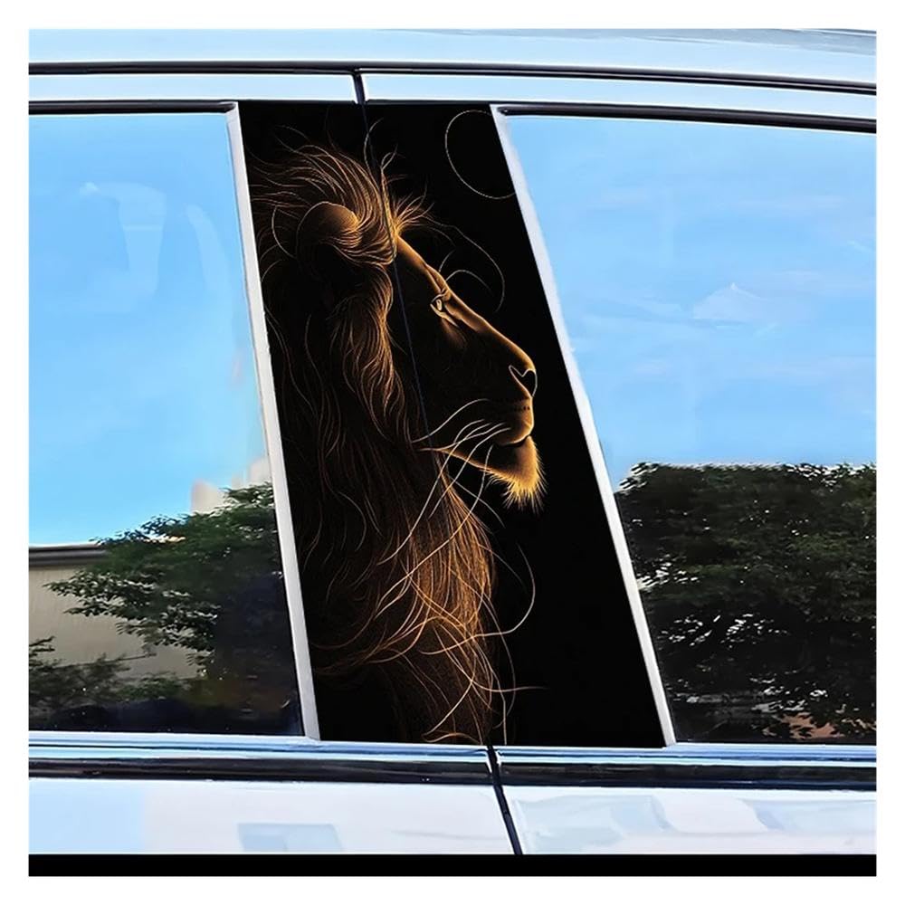 Dabhuoc One Color Car Parts 2Pcs Car Center Column Decal Lion Pattern Scratch Resistant Film