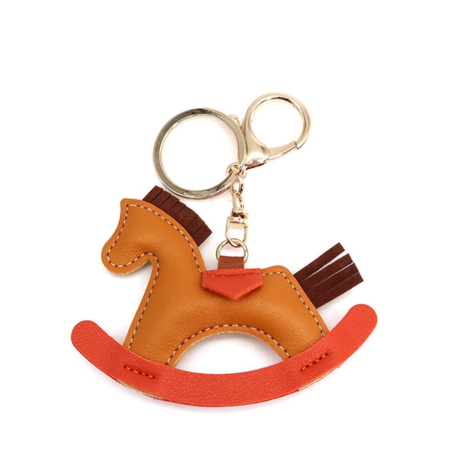 JIJIBA Women Leather Charms Bag Pendant KeyChain Cartoon Pony Rocking Horses Keyring Cute Animal Ornament Accessories Decoration Gift