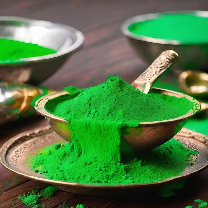 Image of Herbal and Organic Holi Colors | Eco Friendly | Green Color 300gm | Natural and Skin-Friendly Gulal | Handmade and Non-Toxic | Holi Ke Rang | Holi Celebration | Stain Free