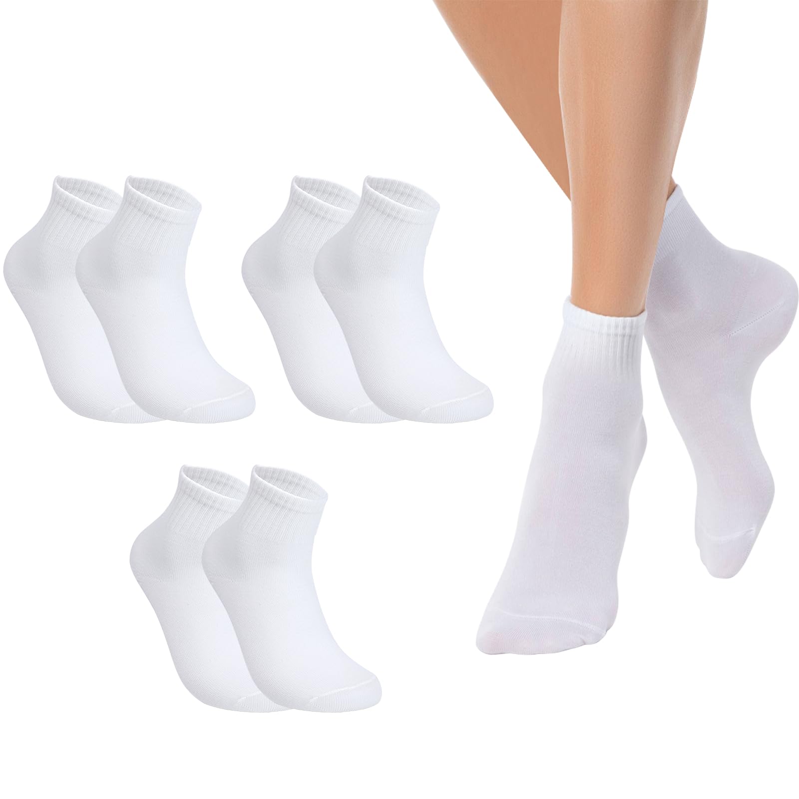 Risipu Chaussettes blanches en coton pour enfants de 3 à 13 ans