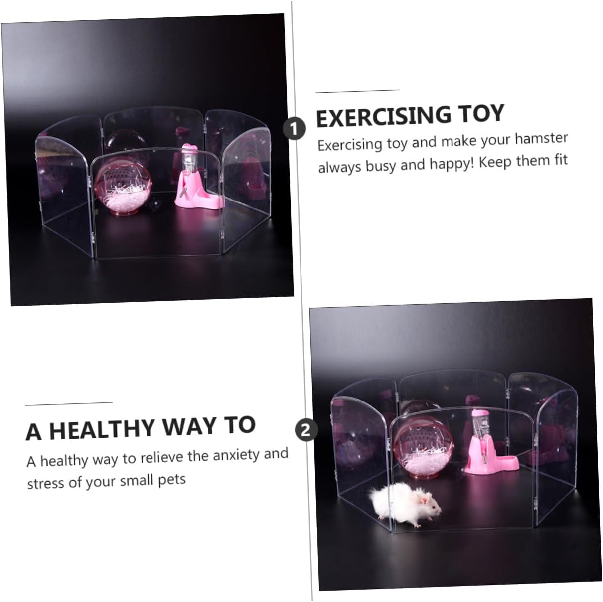 Generic Portable Hamster Enclosure Plastic Pet Safety Fence Small Animal Playpen Chew-Resistant Transparent Barrier for Indoor Pet Playground