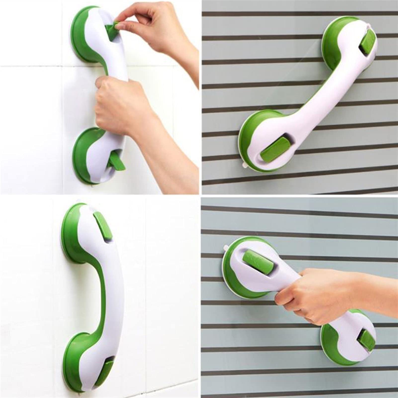 Barras de Agarre para baño, Barra de Agarre Antideslizante con Ventosa para baño Barras de Agarre para Ducha de Seguridad para Ancianos (Color : Black) (Green)