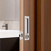 Vista 8 de Dontay - Manija de puerta corrediza embutida, función de entrada con llave, diseño rectangular moderno, (para dormitorio/baño) con cierre