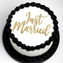 Just Married Cake Topper, Acrylic Gold Wedding Toppers, Funny Wedding Cake Decoration for Bridal Shower Wed ding Engagement Bachelorette Party Decorations