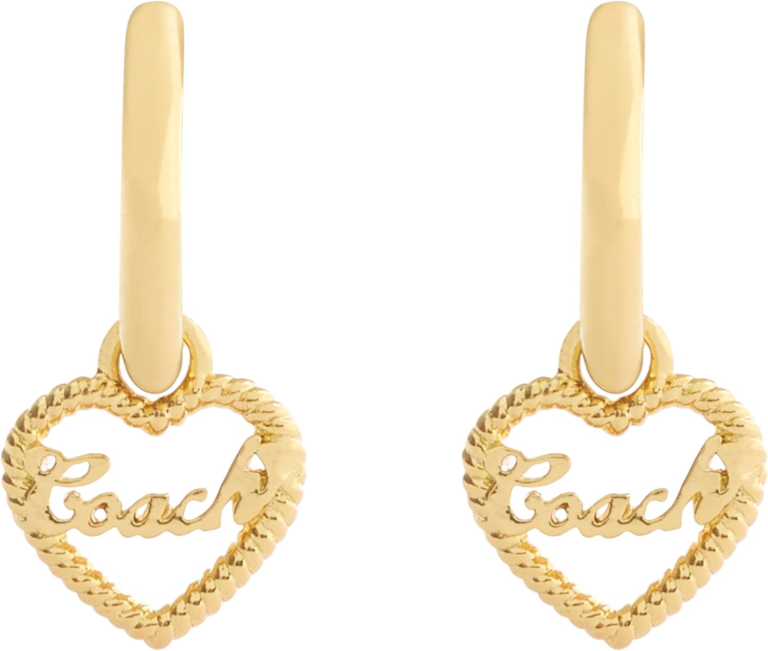COACH Jewelry Women's Charming Charms Signature Heart Charm Huggie Earrings