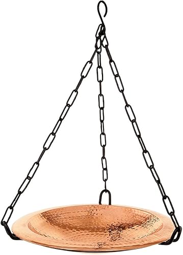 Achla Designs BBH-02CP Hammered - Cuenco colgante para bebedero para pájaros, cobre pulido