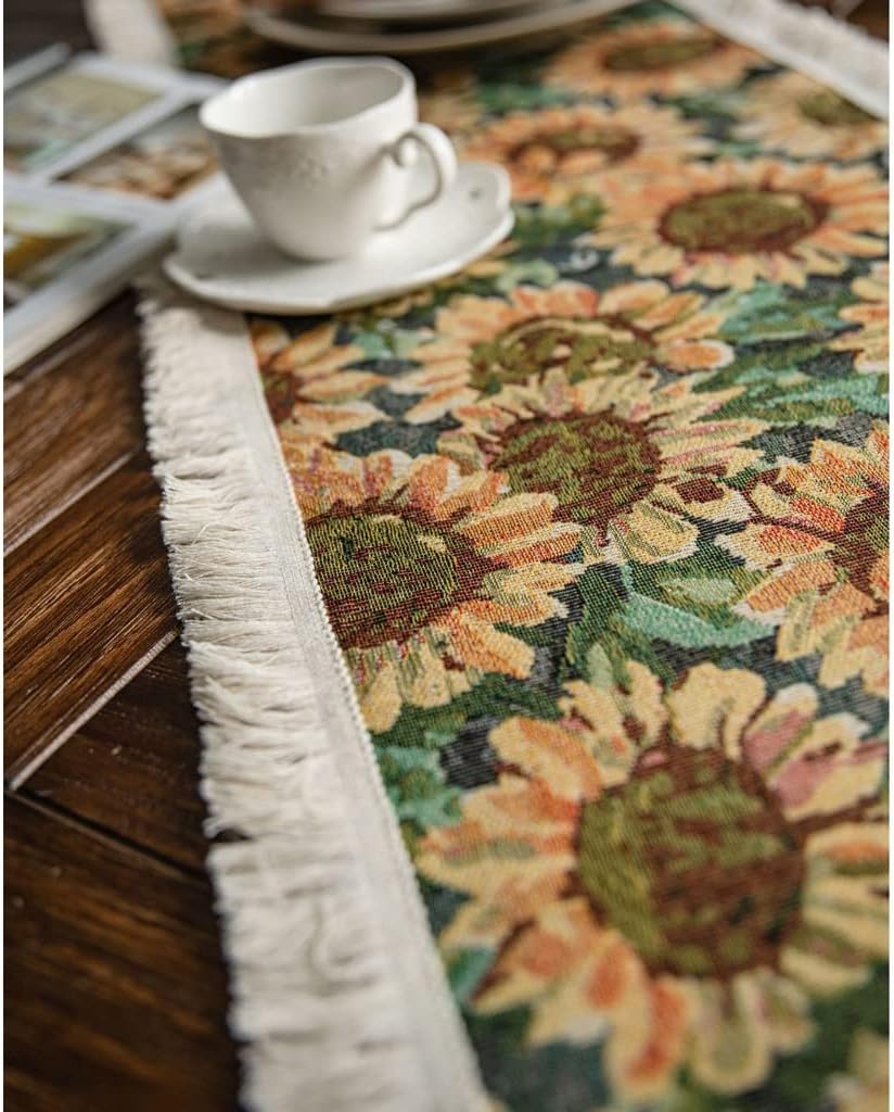 Table Runner Placemat Set Embroidery Tassel Jute Home Dining Wedding Party Decoration(30x180cm)