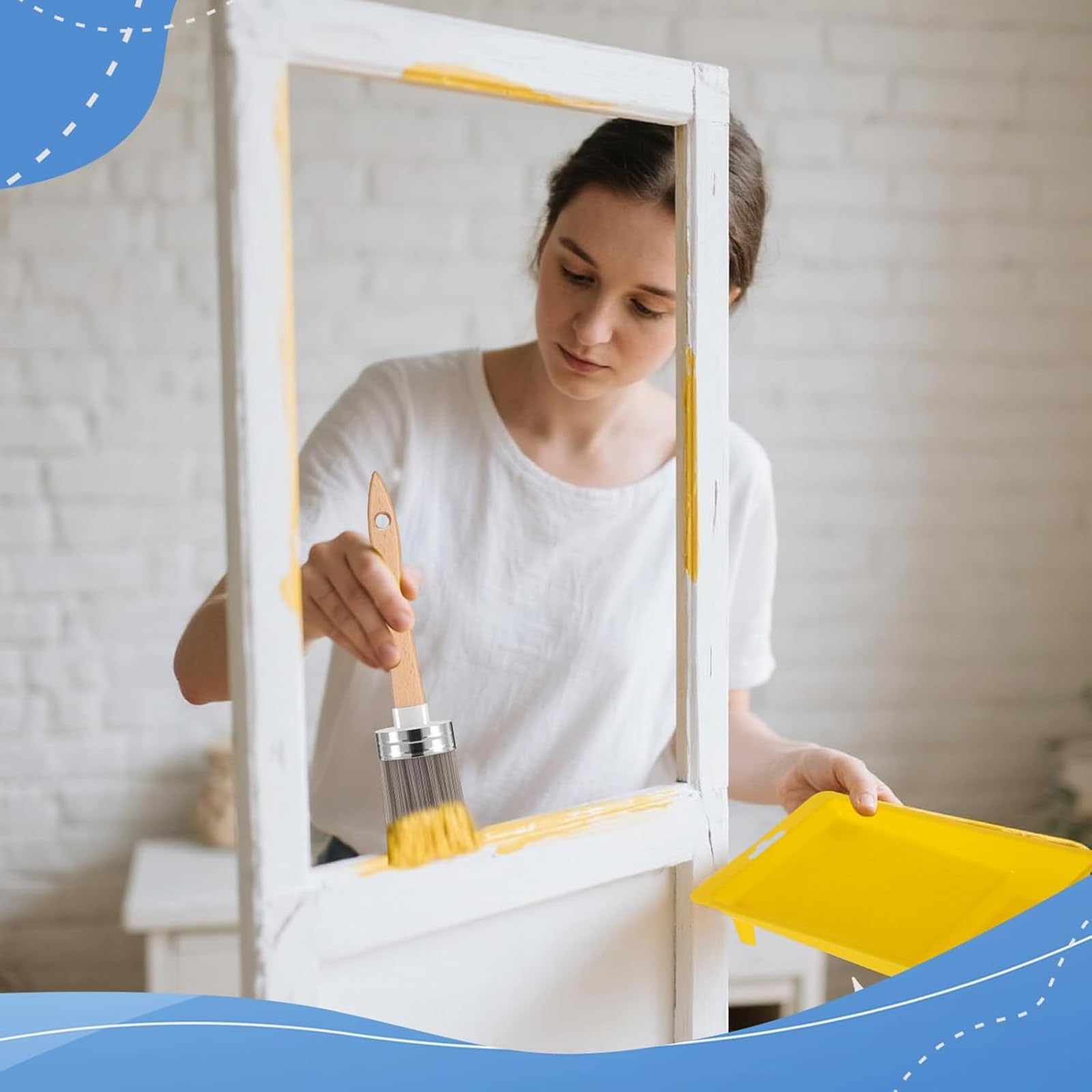 Premium 18-teiliges Pinsel und Rollenmalzubehörset mit Pinseln und kleinen Rollen, Mischwerkzeug für Kunstprojekte, Pinsel und Rollenset