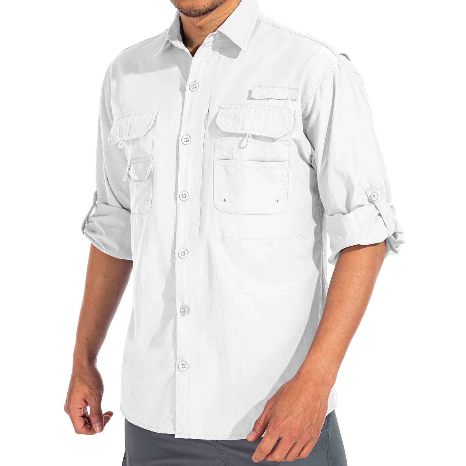 Men's Sun Protection Fishing Shirts Long Sleeve Travel UPF 50+ UV Quick Dry Cooling Safari Camping Hiking Button Down Shirts