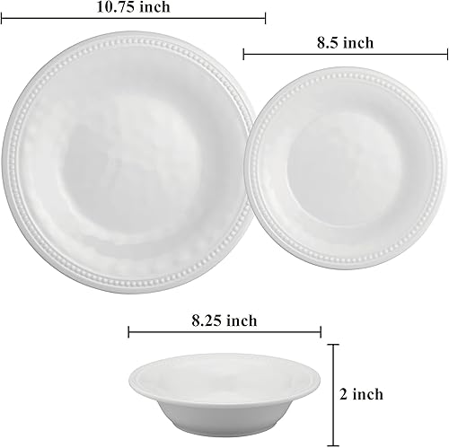 Miniatura 3 de UP ware - Juego de vajilla de melamina con cuentas de 12 piezas, juego de platos para exteriores, juegos de platos y cuencos, servicio para 4, color