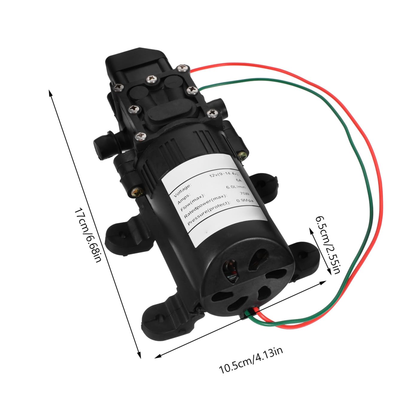 PLAFOPE Bomba de Agua Eléctrica de 12v y 70w, Mini Bomba de Agua de Plástico Negra Gran Caudal y Fácil Instalación para Transferencia y Adición de Líquidos