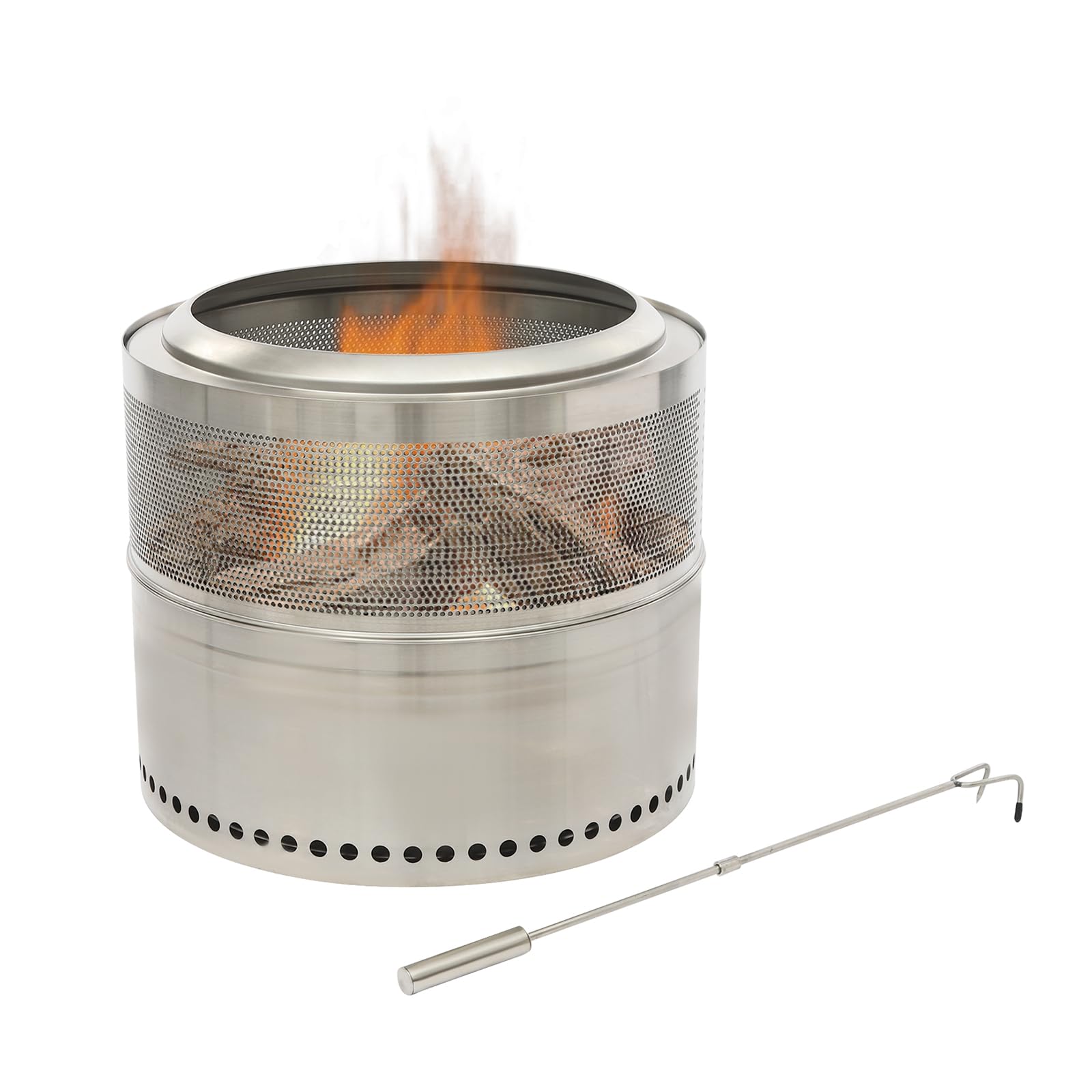 Feuerstellen - Braciere pieghevole in acciaio inox, con custodia, senza fumo, per campeggio, feste, 50 x 40 cm