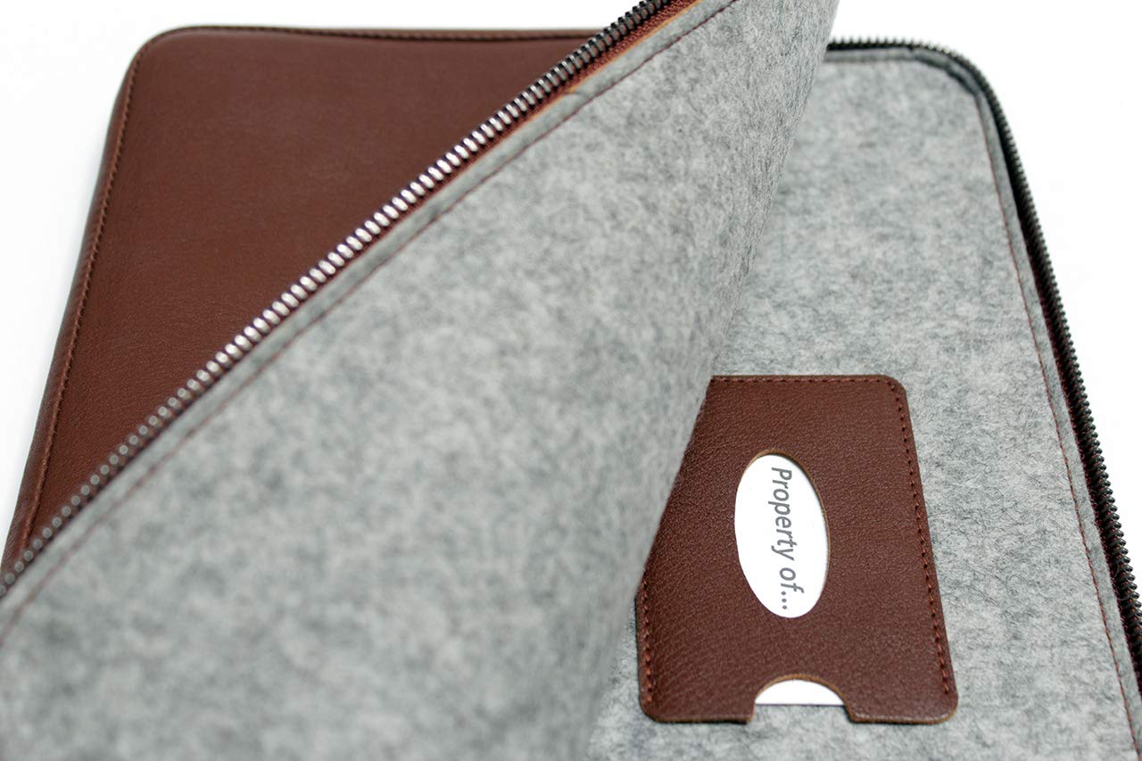 Pack & Smooch MacBook 13 Funda Cuero Gris/Marrón Claro | Cuero curtido vegetal | Compatible con MacBook Air 13 & Pro 13 | Angus
