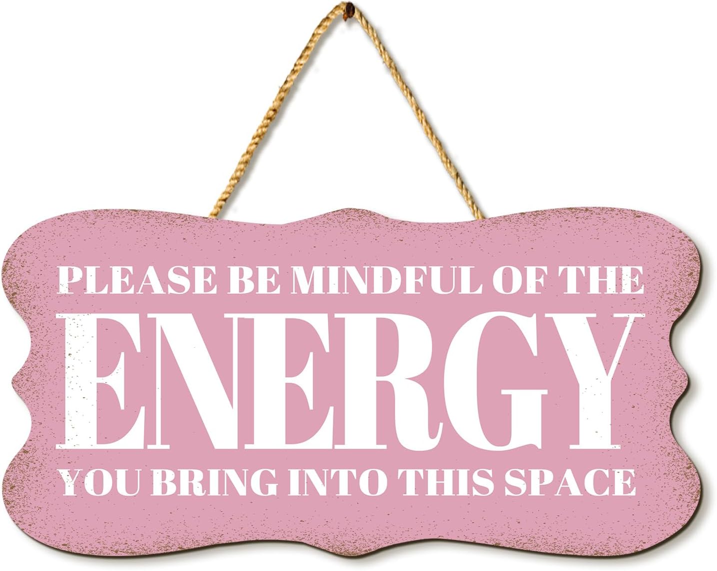 Pinetree Art Office Motivational Wall Decor Mindful Energy Wooden Hanging Sign, Inspirational Wall Art for Home Office Bedroom Meditation Area (purple)