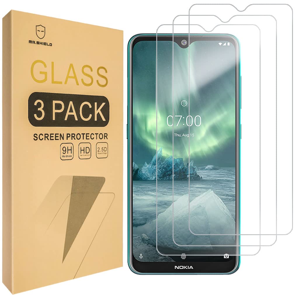 Mr.Shield Screen Protector For Nokia 7.2 / Nokia 6.2 [Tempered Glass] [9H Hardness] [3-Pack] Screen Protector