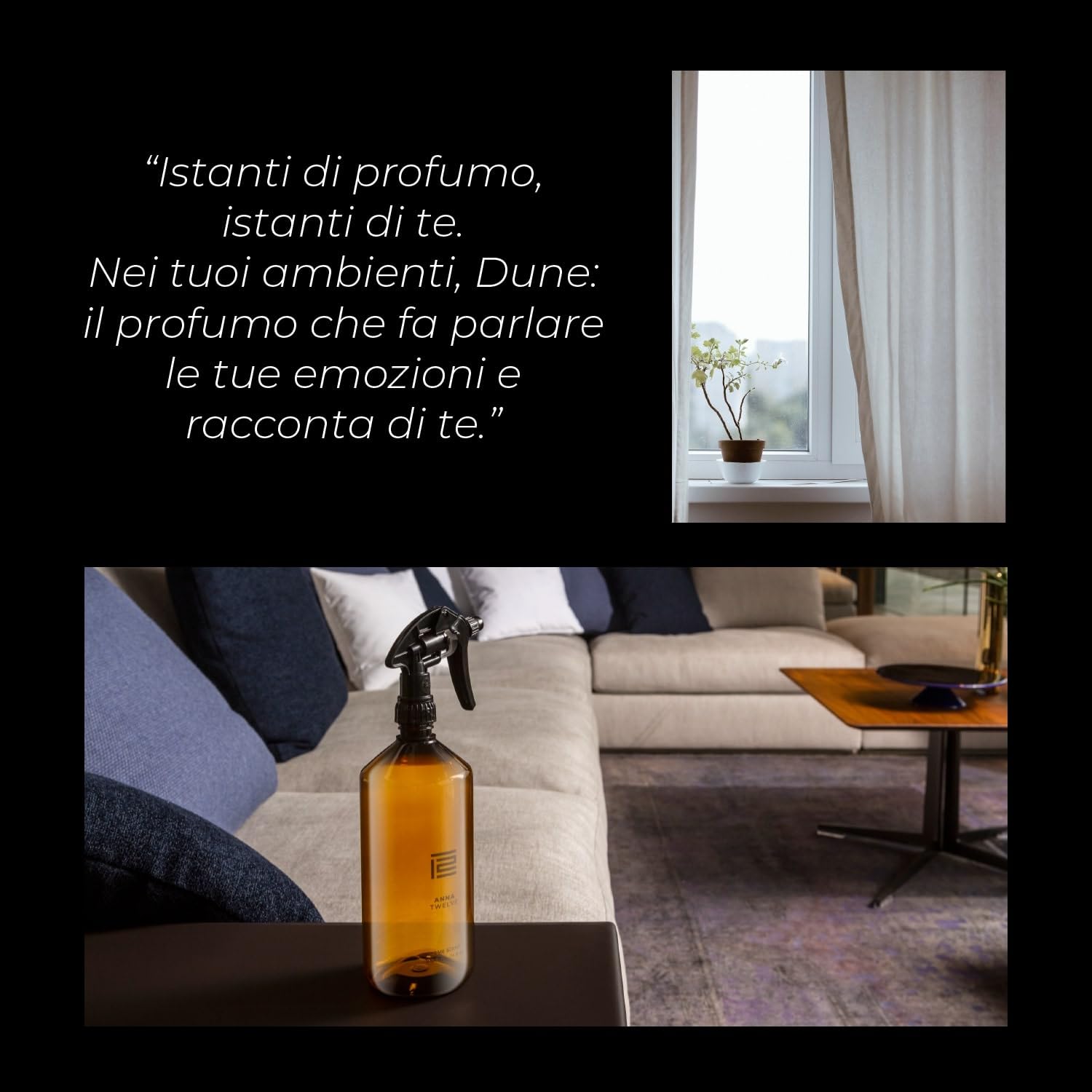 Anna Twelve DUNE, Profumo per Ambiente Spray, Fragranza Dune, Note di Oud, Geranio e Benzoino, Fragranza Legnosa, Speziata, Orientale – Trigger 500 ml