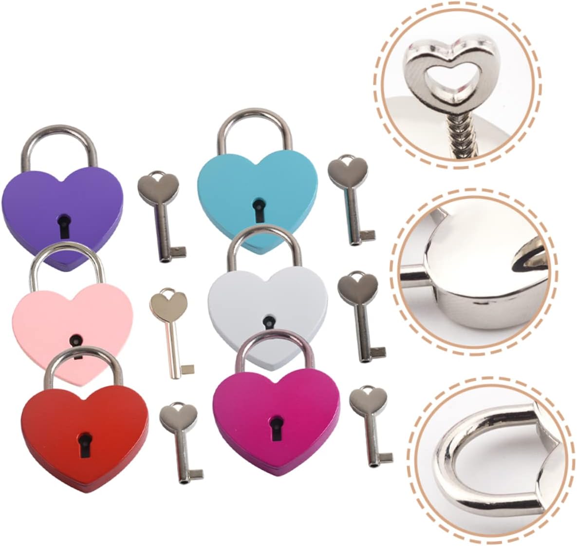 Generic 18pcs Heart Shaped Mini Padlocks with Keys Metal Locks for Jewelry Boxes Diaries Luggage and School Bags