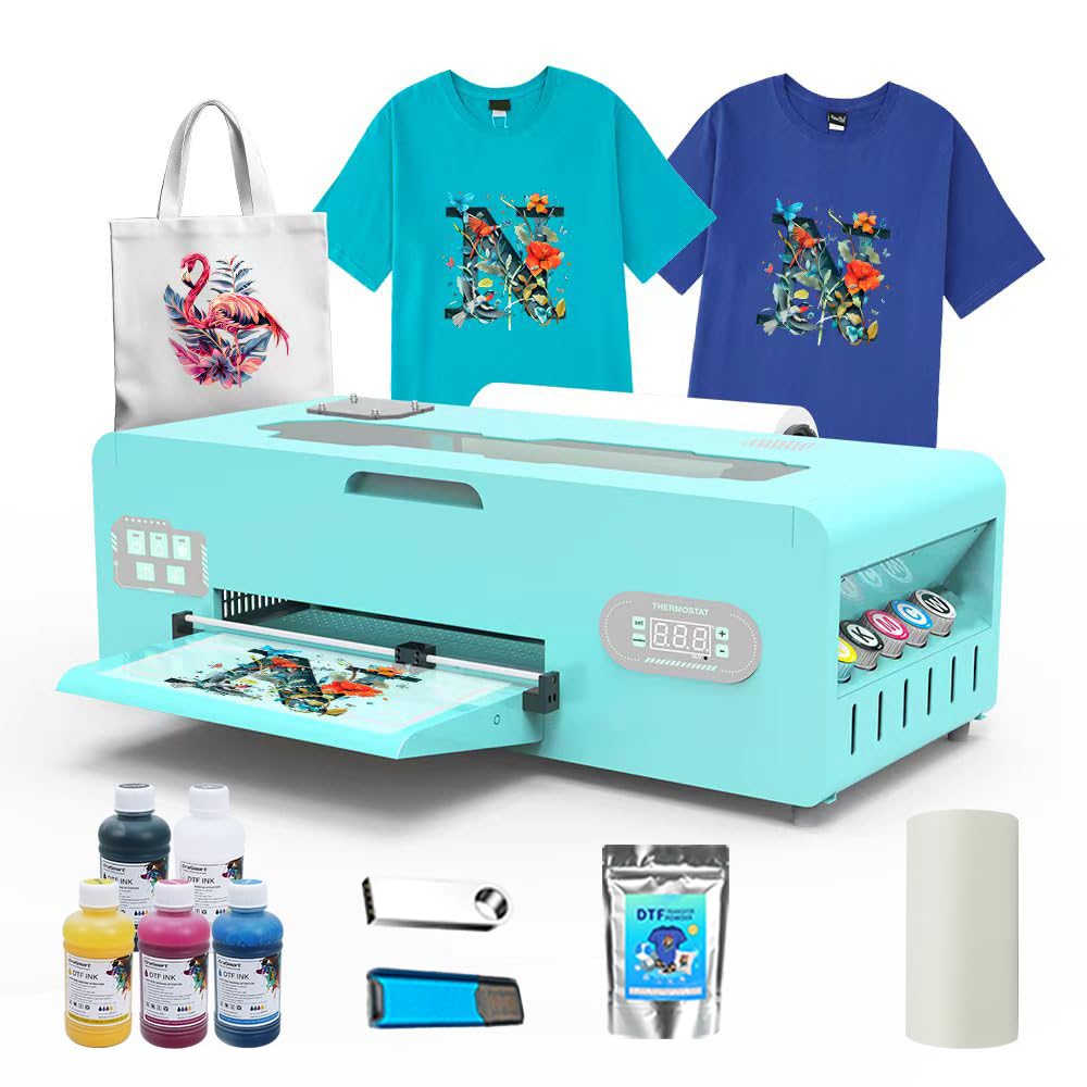 A3 G13 DTF Printer, A3 DTF Transfer Printing Machine for DIY Print T-Shirts Apparel with White Ink Systems &amp; Auto Cleaning Includes Printer, Consumable Software