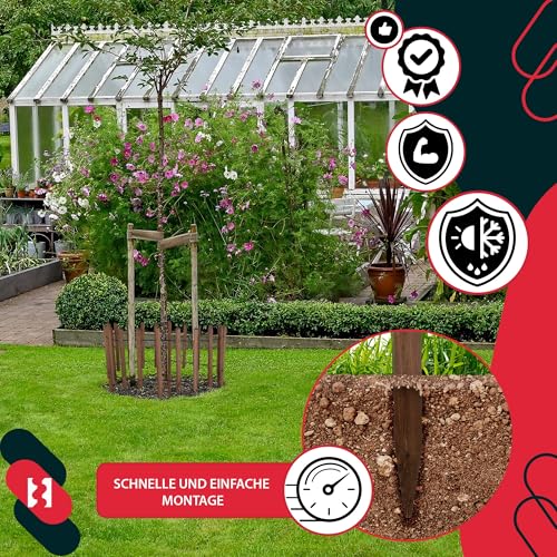 KOTARBAU® Kleiner Holzzaun 30 cm hoch Staketenzaun zum Stecken 180 cm Rollborder Gartenzaun Holz Beetumrandung Rollboarder Teichzaun Beetzaun Beeteinfassung
