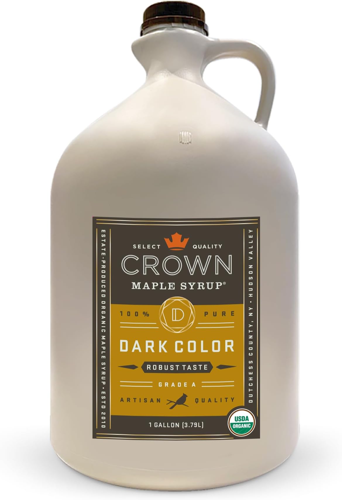 Crown Maple Certified Organic Dark Color Robust Taste Maple Syrup, Pure, Gluten Free, No Preservatives, Non-GMO pairs well with Pancakes, Coffee, Cocktails & Brunch, 128 Fl Oz (Pack of 1)