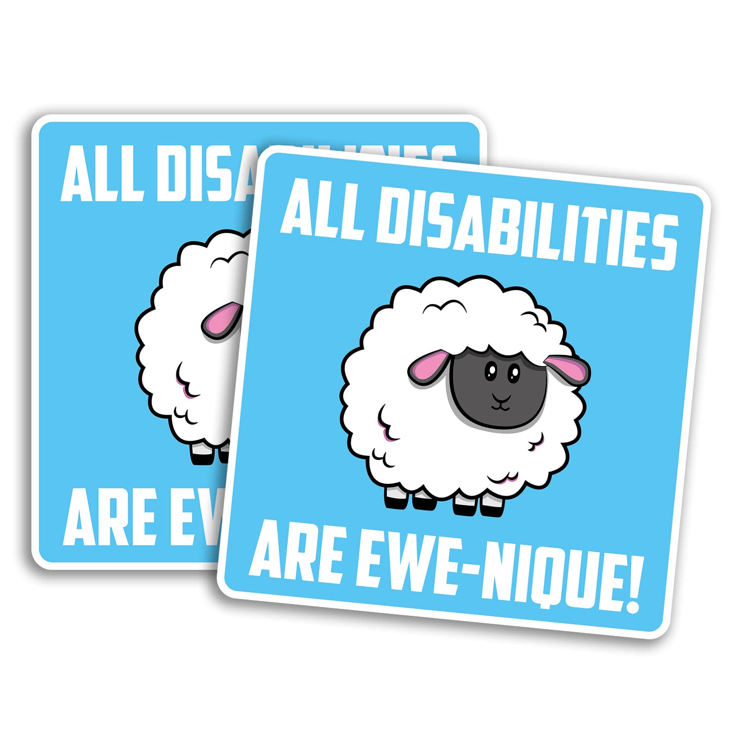 Dv Design Multi 2 X 15Cm Blue Sheep Vinyl Stickers - Ewe Unique Pun Disabled Disability Animals Sticker #78492