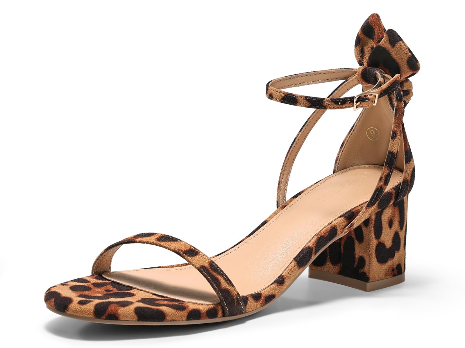 Womens Chunky Low Heels Open Toe One Strap Heeled Sandals Bow Ankle Strap Wedding Dress Shoes