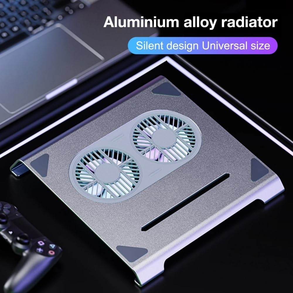Podstawka pod laptopa, Aluminum Alloy Laptop Radiator Dual Fan Laptop Cooling Stand with Type-C Port(Gray)