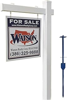 4Ever Products Vinyl PVC Real Estate Sign Post - White with Flat Cap - 5' Post