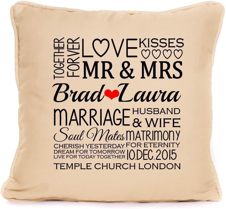 Wedding Anniversary Personalised Gift For Bride And Groom | Mr and Mrs | Personalised Cushion With Cover Included | 18 x 18 Inch | Valentines Day For Him And Her