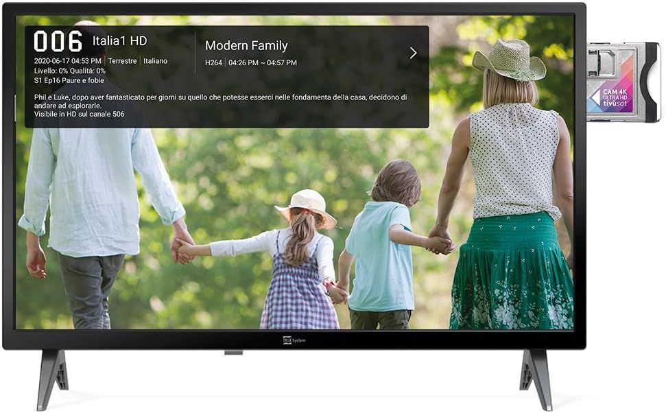 Tele System Smart TV displaying channel information with CI+ module