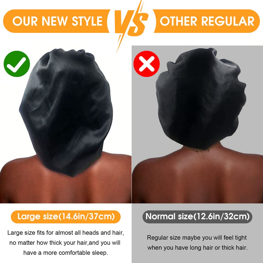Miniatura 3 de Gorros de ducha de seda  Gorro de satén para dormir, gorro de pelo para cabello rizado, gorro jumbo y más  Gorros grandes para mujeres y hombres