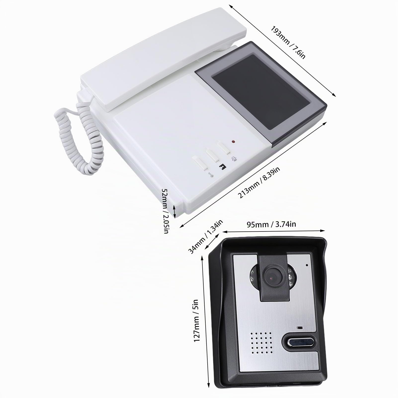 SENECESLI Videocitofono con Campanello e Telecamera, Kit Telefono con Filo Videocitofono Cablato con Schermo LCD Digitale a Colori da 4,3 Pollici, Visione Notturna, Audio (Spina Europea)