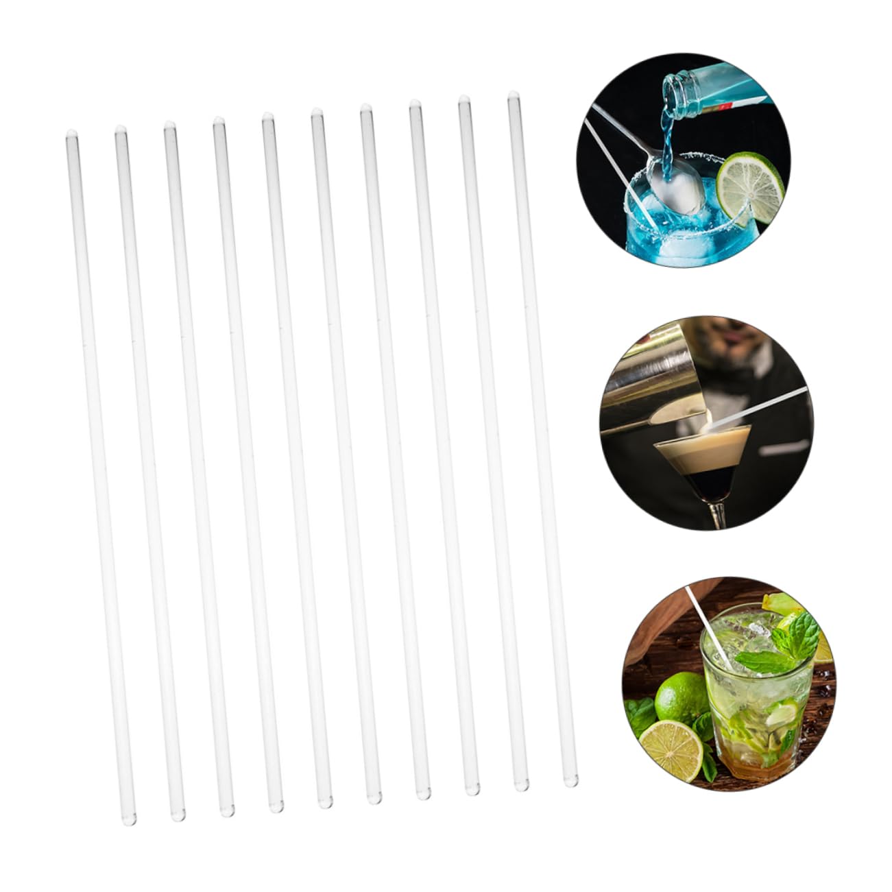 FUNOMOCYA 10Pcs Glass Mixing Sticks Cocktail Stirring Rods for Coffee and Honey Mixing for Home Bar and Kitchen Use