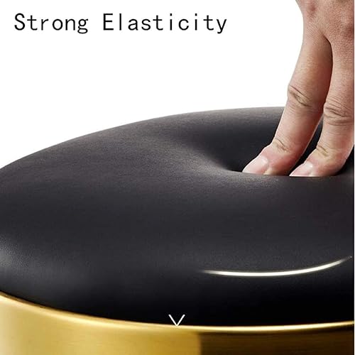 Miniatura 3 de Taburete de salón de rotación de 360, silla redonda de belleza de piel sintética, rueda de elevación y base de acero inoxidable dorado, taburetes de