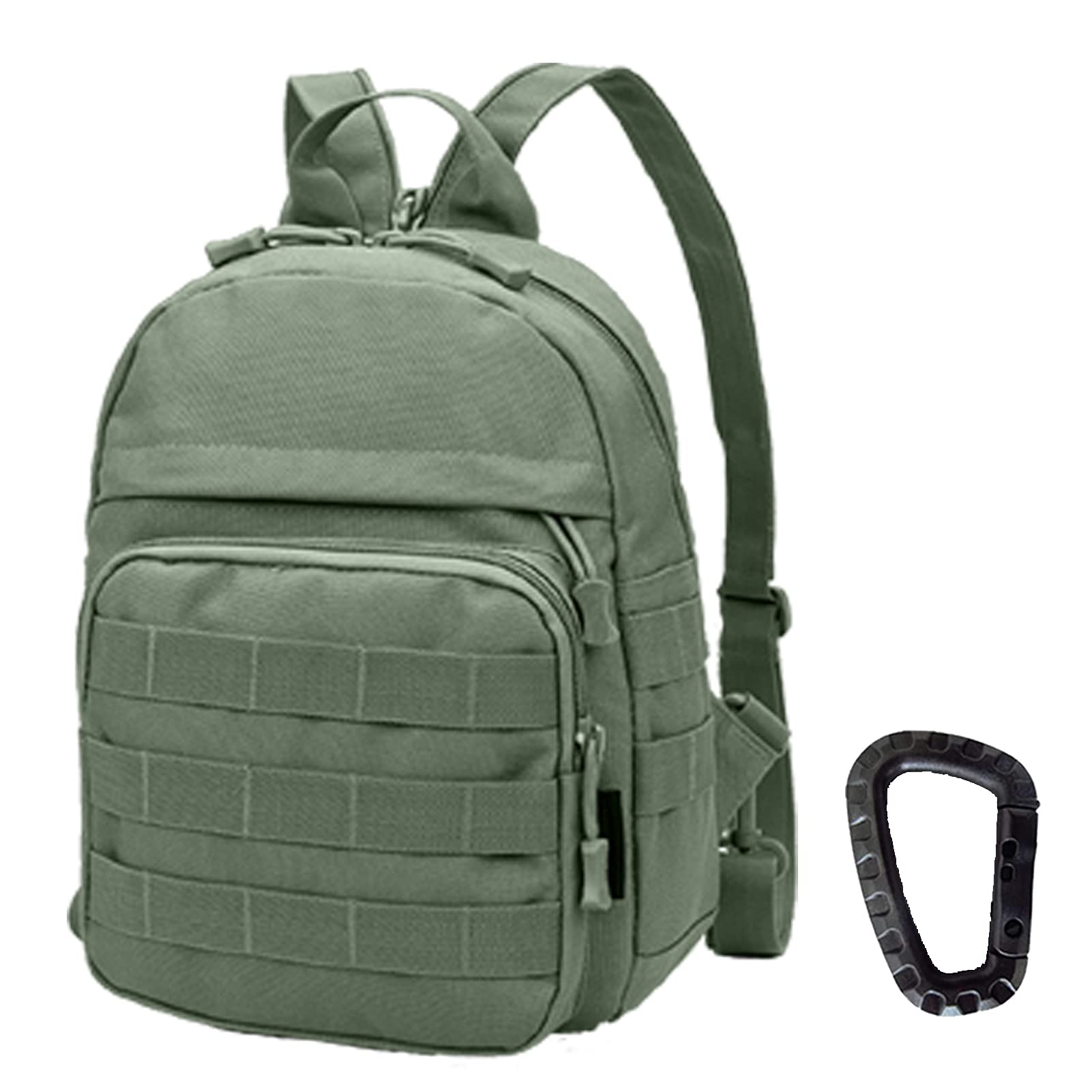 Mini Tactical Backpack, 6L Small Sling Backpacks Shoulder Bag For Running Travel Daypack with Carabiner For Men Women