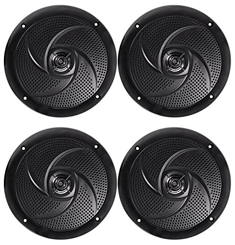 Image of Rockville RSM65B 6.5 inch 640 Watt Peak / 160 Watt RMS Marine Speakers 4 Ohm, Waterproof, Shallow Mount, High Bass, for Boats and Outdoor Vehicles, 4-Piece