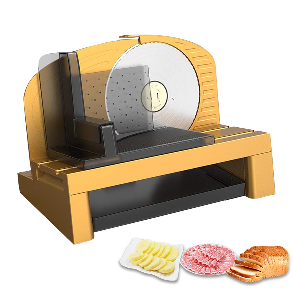 Fleischschneider, 200 W elektrischer Lamm-Rindfleisch-Fleischschneider für den Haushalt, Toastbrot-Obst-Gemüse-Schneider, manuelle Küchenmaschine, Dickeneinstellung 0–22 mm