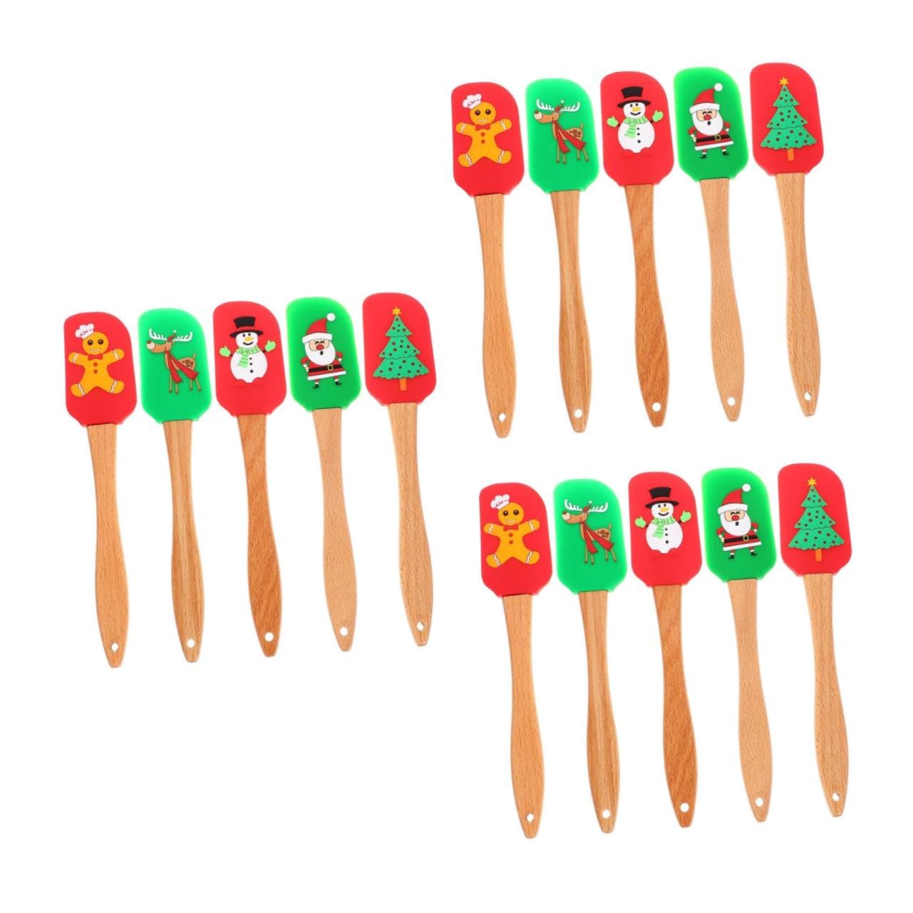 Cabilock 3 Juegos Espátula Para Crema Pastel Crema Utensilios Para Hornear De Navidad Espátulas Para Hornear De Navidad Pastel Mezclador De Mantequilla De Maní Espátulas Para 5 piezas * 3