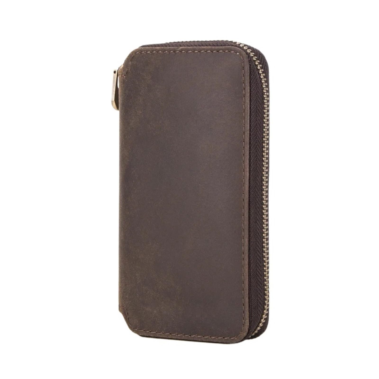 FVDZRFIE Watch Box Rustic Leather 2-Slot Watch Box Luxury Pouch with Zipper Portable Organizer Bag Holds 2 Watches Brown
