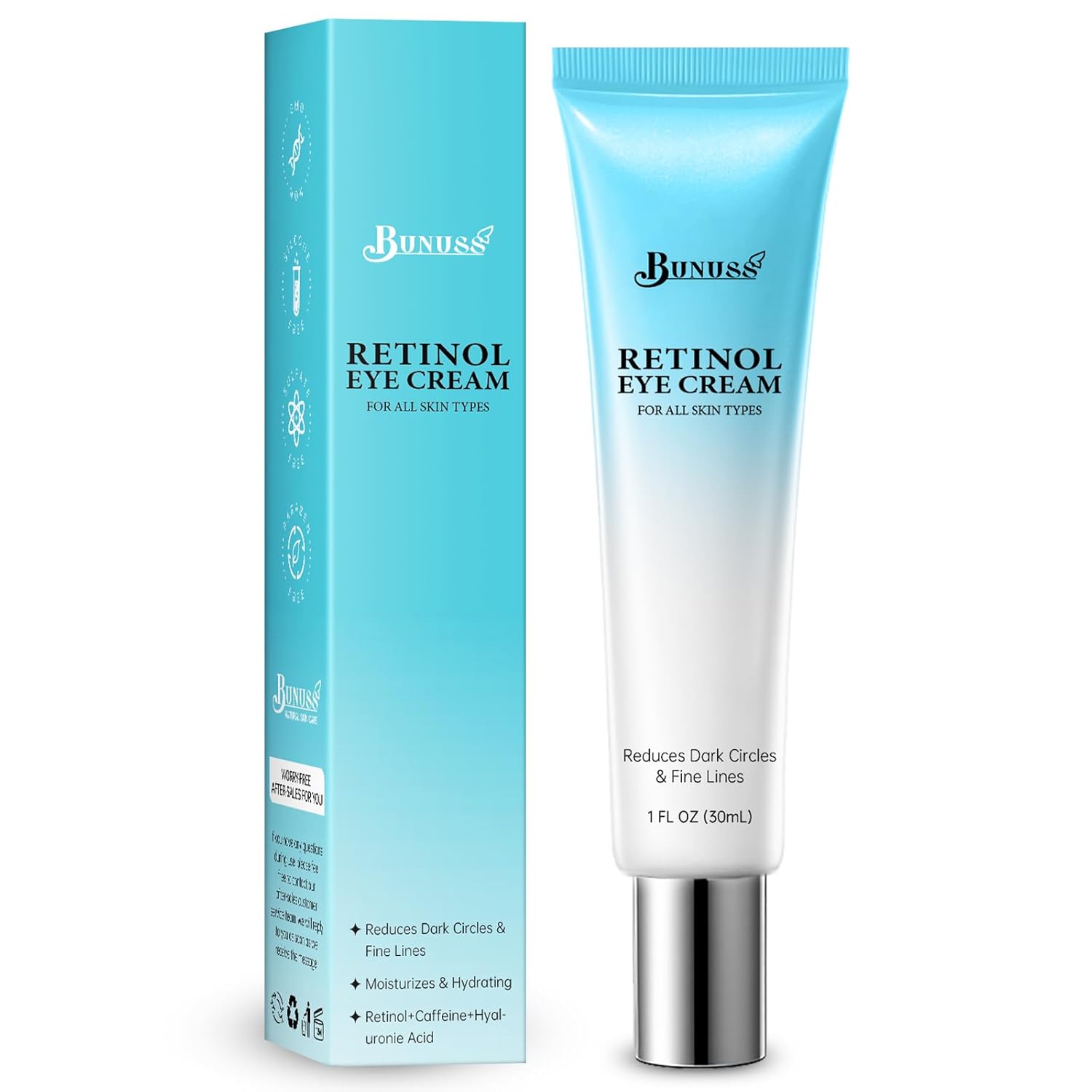 RONKIE Eye Cream for Dark Circles: Under Eye Cream with Caffeine Retinol - Reduces Under Eye Bags and Fine Lines Gold
