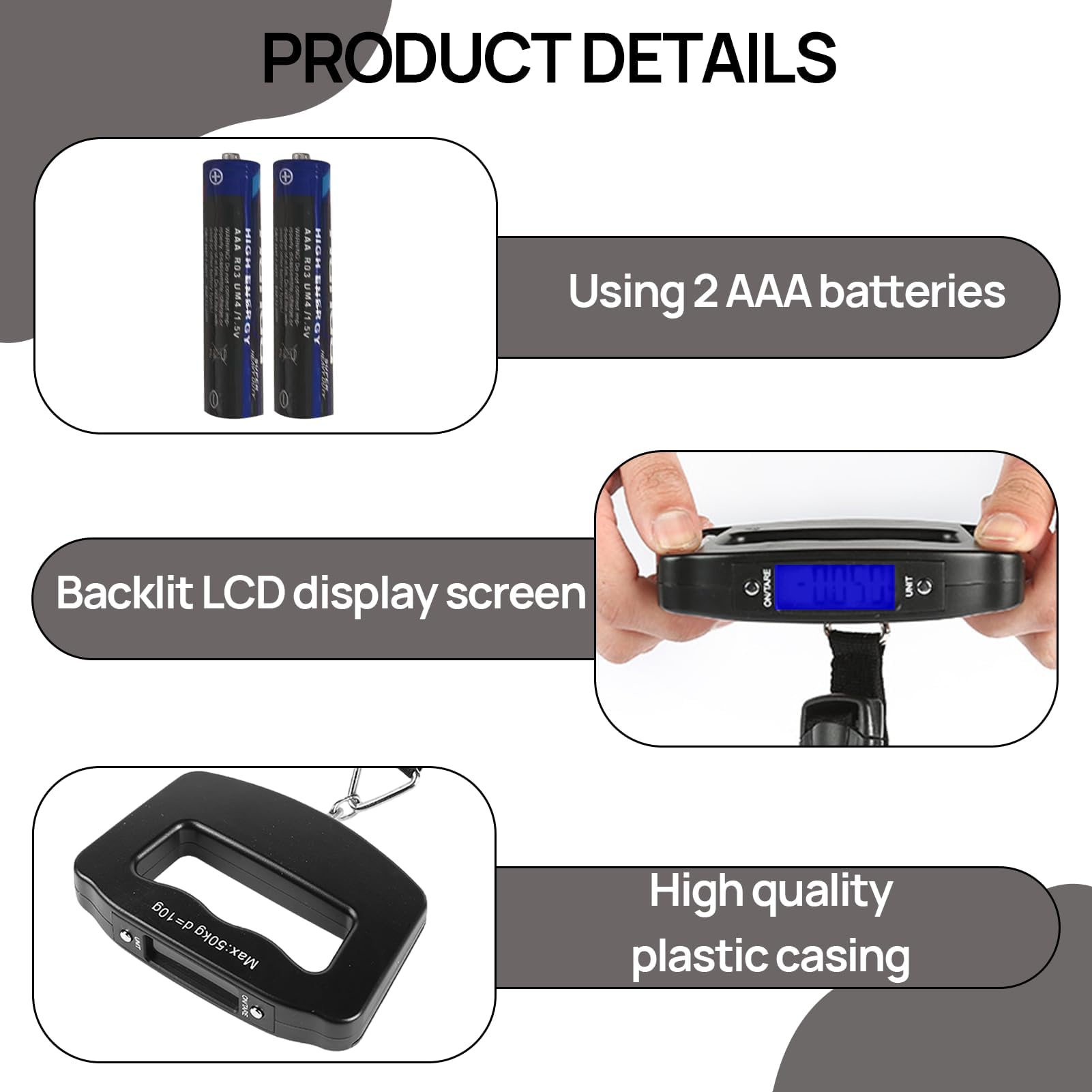 1 Pièce Balance Bagage Voyage pour Pese Bagages de Voyage, Balance Valise Portable avec Écran LCD, Fonction Tare - Pese Électronique - Compact - Parfait pour Tourisme