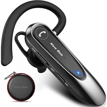 New bee Bluetooth Headset Wireless Hands-Free Phone with Dual Mic V5.0 Hands-Free Bluetooth Earphones with 20 Hours Talk Time