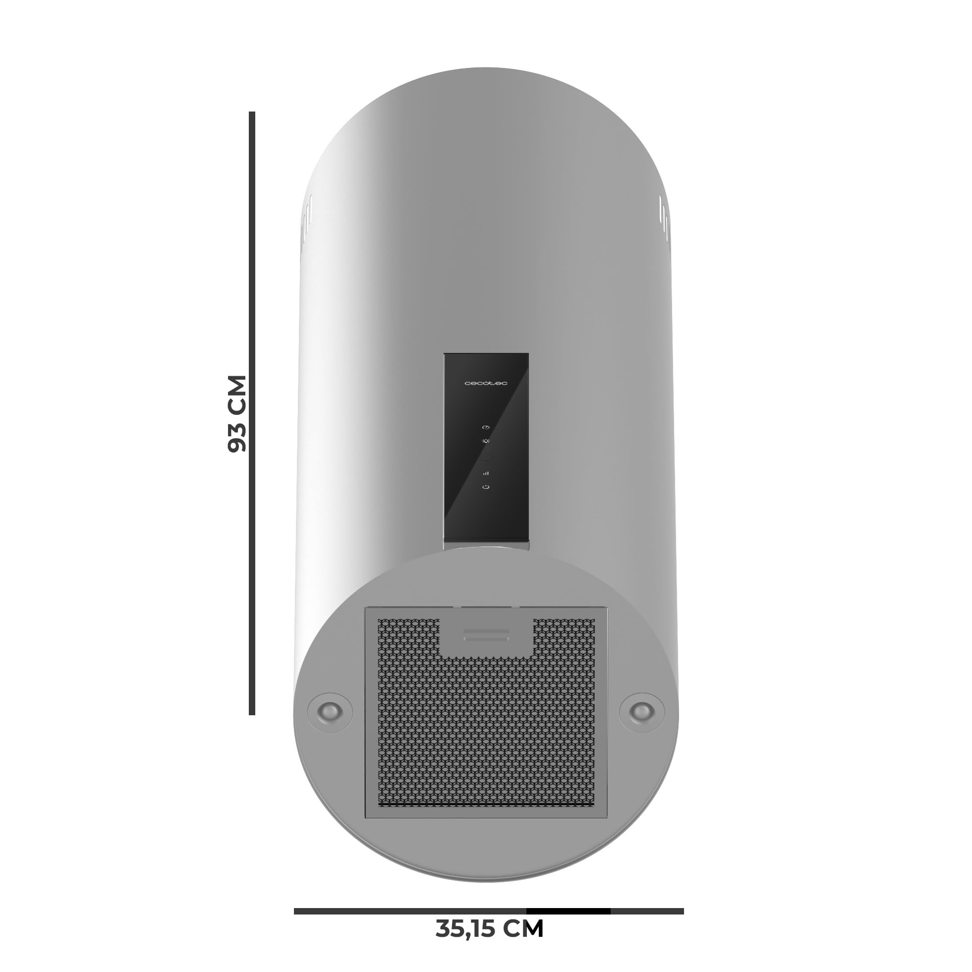 Cecotec Cappa Aspirante Rotonda a Parete 35 cm Bolero Flux DRT 358000 Inox A++. Aspirazione 715 m³/h, 2 Velocità + Funzione Booster, Filtri a Carbone, Classe A++, Controllo Touch