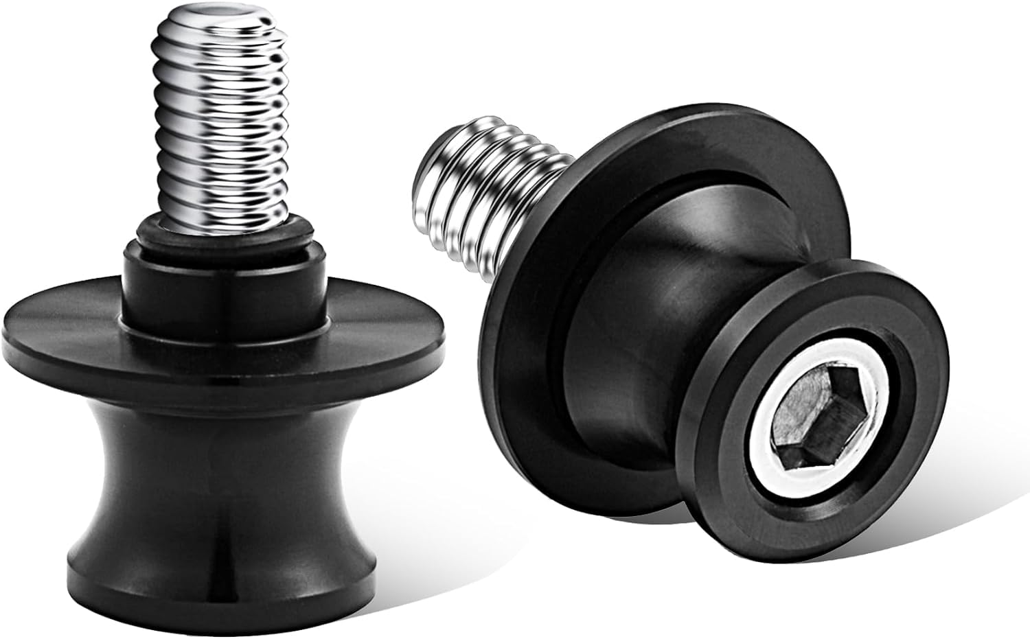VELEGO 10MM M10 x 1.5 Motorcycle Swing Arm Slider CNC Spools Stand Screw Compatible for Kawasaki Ninja ZX6R Z900 Vulcan, Triumph Trident 660, S1000rr, Honda CBR 600rr, Suzuki GSXS, Ducati (Black)