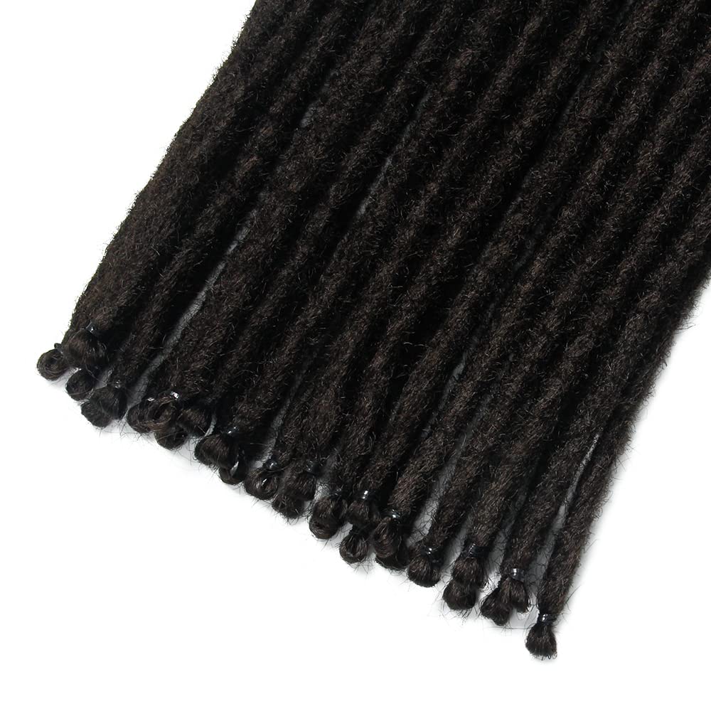 20 Pollici 20 Fili/Confezione Estensioni di Dreadlock Sintetici Sottili 0,6cm Capelli Intrecciati All'Uncinetto Morbidi Dreadlocks A Punta Singola Stile Hippie Reggae Hip-Hop, Marrone Scuro