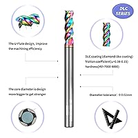 Vista 54 de Tools DLC Series Carburo Square End Mill, Diamond Like Coating, Molino de extremo para aluminio, cobre, aleaciones de magnesio, aluminio de alto