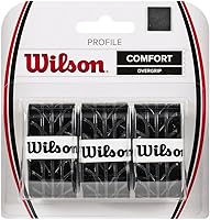 Wilson Profile Tennis Racquet Overgrip - Extra Tacky Surface & Traction Tread for Ultimate Control, Black (WRZ4025BK)